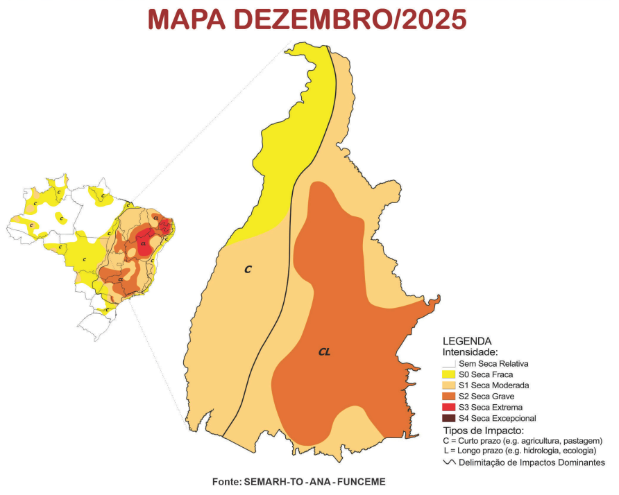 Mapa mais recente do Monitor de Secas